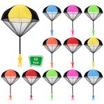 12 Pieces Parachute Toy Hand Throw Flying Toys Parachute Men Toy Parachute Figures for Christmas Outdoor Landing Gifts, No Battery Nor Assembly Required, 6 Colors