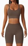 Seamless Workout Sets for Women Strappy Crisscross Sports Bras with Shorts Leggings 2 Piece Yoga Outfits Gym Tracksuit