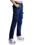 OCHENTA Cargo Pants Women - Womens Work Casual Pants with Multi Pockets, Stright Leg Army Military Trousers Dark Blue 30 - US 4