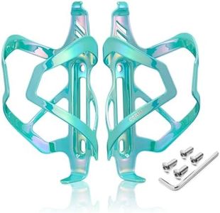 Corki Cycles Heavy Duty Bike Water Bottle Holder, Lightweight Aluminum Cage Shockproof Design for Road Mountain Gravel Bikes, Holds 21-32 oz, 2-Pack Colorful Aqua