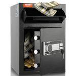 VEVOR 2.5 Cub Depository Safe, Deposit Safe with Drop Slot, Electronic Code Lock and 2 Emergency Keys, 20.27'' x 13.97'' x 13.97'' Business Drop Slot Safe for Cash, Mail in Home, Hotel, Office