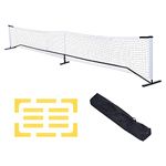 PATIKIL Portable Pickleball Net Outdoor, 22FT Regulation Size Net System with Court Line Markers Carry Bag for Driveway Backyards Indoor Outdoor Game, Black