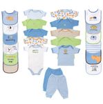 Luvable Friends Baby-Boys Safari Friends 24 Piece Deluxe Gift Cube, Blue Safari, 0-3 Months