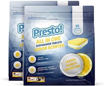 Marca Amazon - Presto! Pastillas lavavajillas todo en 1 Limón, 60 Unidad, Paquete de 2