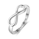 Free Engraving 925 Sterling Silver Infinity Knot BFF Friendship Rings For Women Personalized Sisters Best Friends Rings Engagement Wedding Bands (P)