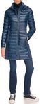 Calvin Klein Women's Long Light-weight Puffer Jacket, Shine Slate Blue, X-Small