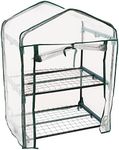 Sunnydaze Outdoor Portable 2-Tier Mini Greenhouse with Roll-up Zippered Door and Steel Wire Shelves - Clear