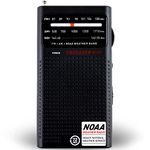 72 Hours Crusader Mini NOAA/AM/FM Emergency Weather Radio, Powered by 2AA Battery(Not Included), Premium Designer Radio with Finest Tuning Knob and Speaker (Black)