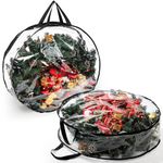 Hedume 2 Pack Wreath Storage Bag, 30" X 8" Clear Everyday Bag, Christmas Wreath Storage Container with Dual Zippered and Reinforced Handle for Holiday Seasonal Wreath Garland