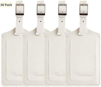 Travelambo 30 Pack Leather Luggage Tags for Suitcases Travel Tags,Ivory