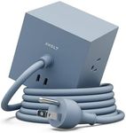 AVOLT Square 1 Power Strip with USB-C Fast Charging, Magnetic Cube Extension Cord for Desk (Shark Blue, USB C - 5.9ft)