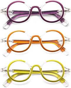 KoKoBin Confezione da 3 Occhiali da Lettura per donne e uomini Retro Round Oversized Frame Anti Luce Blu Occhiali con cerniera a molla (3 Pacco, 2.5, x)