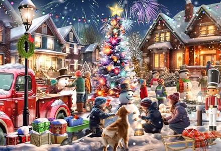 Vermont Christmas Company – Frosty Face-Off 100 Piece Jigsaw Puzzle - Large Interlocking Pieces Perfect for Kids & Adults Alike - 19" x 13"