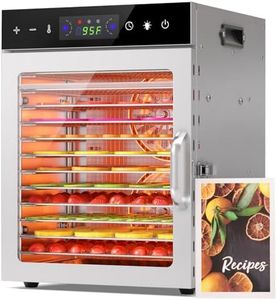 HOPERAN Food Dehydrator Machine with 12 Stainless Steel Trays – Digital Timer & Adjustable Temp Control for Jerky, Herbs, Fruits | Overheat Protection, BPA-Free, Includes Recipe Book