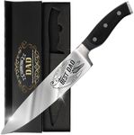 Birthday Gift BEST DAD - Premium Chef Knife Gift - 8 in. Stainless Carbon Steel Kitchen Knive w/Pakka Wood Handle - Father's Day, Christmas, Housewarming, Anniversary, Holiday Gifts by CutLinx