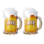 2Pcs Beer Cup Cheers Party Foil Balloons,21 * 28inch Cheers Foil Balloons Mylar Balloon Carnival Party Supplies for World Cup Euro 2024 Football Birthday Sports Events Football Game Party Decoration