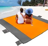 POPCHOSE Beach Blanket, Sandfree Beach Mat ‎108"x85.2"/83"x78" for 7 Persons, Extra Large Beach Blanket Waterproof Sandproof with 6 Stakes, Easy to Clean, Lightweight Compact Beach Accessories