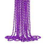 ZZYFGH 33'' 7mm Metallic Purple Bead Necklace Bulk, Mardi Gras Round Beaded Necklaces for Party Favors Costume Necklace (12 Pcs)