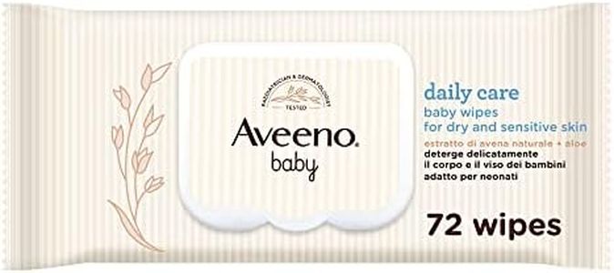 Aveeno Baby Daily Care Salviettine, Salviettine umidificate e delicate per neonati e bambini,Salviette neonato con Estratto di Avena e Aloe, Salviettine neonato senza profumo, solfati e alcol,72 pezzi