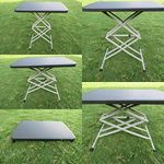 AMAZE" (2' x 1.5' Height Adjustable Variable Multi Height Scissor Outdoor Picnic Garden Folding Tea Table Laptop Table Study Table Writing Table (Black)