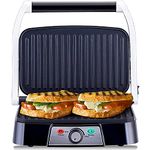 NETTA Panini Maker & Health Grill - Sandwich Toaster, Panini Press - 2 Slice Non-Stick Grill Plates – Built-In Fat Tray - 1500W - Stainless Steel – Easy to Clean