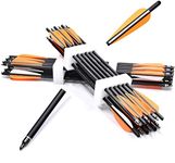 GUU 12Pack Archery Crossbow Bolts Carbon Shafts 18 20 22 inch Hunting Crossbow Arrows with Orange 4” Vanes Half-Moon Nocks and Replaceable Tips (22)