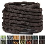 Stepace Round Boot Laces [2 Pairs] Heavy Duty Shoelaces for Work Boots Hiking Boot Shoes Dark brown-100