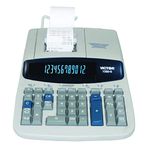 Victor 1560-6 Printing Calculator - 12 Character(s) - Fluorescent - AC Supply Powered - 8.5" x 12.25" x 2.75" - Gray