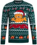 Nickelodeon Men's Ugly Christmas Sweater - Spongebob, Rugrats Crewneck Pullover Novelty Holiday Sweaters for Men, Sizes: S-XL, Garfield Green, Large