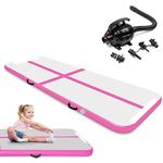 3M / 4M Inflatable Gymnastics Mat Tumbling Mat 10cm Thickness Air Floor Mat Tumble Track Gym Mat for Home Use/Training/Yoga/Water Fun/Pilates with Electric Pump (Pink, 4m)