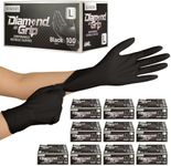 Qinori 6 Mil Nitrile Disposable Gloves Diamond Texture Non Latex Gloves for Cooking Food Prep/Superior Grip/Tattoo/Hair Dye/Barber/Auto/Cleaning Powder-Free & Heavy Duty (Black, XL-1000)