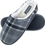 Dunlop - Mens Indoor Cozy Plush Slip On Plaid Home Slippers with Rubber Sole (11 US, 7179 Grey)