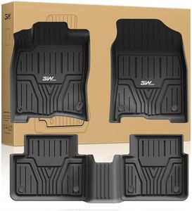 3W Floor Mats Fit for Honda Civic Coupe/Sedan/Type R/Hatchback 2016-2021, All Weather TPE Custom Fit Floor Liner for 1st and 2nd Row Full Set Car Mats Honda Civic Accessories, Black