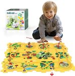 KADAYAYA Dinosaur Toy Puzzle Track for Kids Ages 3-5 with Slot Race Car, Toddler Puzzle Track Rail Car Play Set, Educational Jigsaw Toys for 3 4 5 6 Year Old Boys Girls, Montessori Toys for Kids