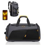 Gym Duffle Bag with Shoe Compartment &Wet Pocket, 3in1 Large Waterproof Sports Gym Bag for Men Women, Travel Duffel Bag Backpack Overnight Weekender Bags with USB Port, Dark Grey with Black