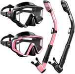 Aegend Snorkel Diving Mask for Adult Men Women – Diving Goggles Anti-Fog Tempered Glass Lens | for Adult Snorkeling, Swimming & Diving Gear (Black & Pink-2 Pack)