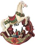 Elegant White Rocking Horse with Packages 20.5 inch Resin Decorative Tabletop Figurine