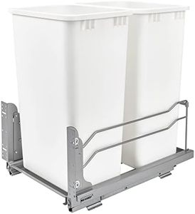 Rev-A-Shelf Double Pullout Trash Cans for Full Height Kitchen Cabinets 50 Quart 12.5 Gallon with Soft-Close Slides, White, 53WC-2150SCDM-211