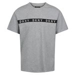 DKNY Men's Dkny Mens Lounge T-shirt in Grey With Black Strip Logo Detailing 100% Cotton T Shirt, Grey, S UK