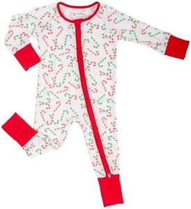 LollyBanks Baby Pajamas, 2-Way Zipper Infant Romper Neutral, 95% Viscose Made from Bamboo and 5% Spandex, Baby Sleepers for Newborn (Candy Cane Print)