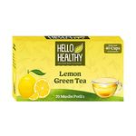 Hello Healthy | Lemon Green Tea | 20 Eco friendly Muslin Bags | staples - Eco Conscious Tea, Natural Ingredients | Weight Loss