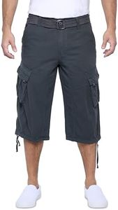 X RAY Men's Belted Long Cargo Shorts for Men, Below Knee Length Mens Cargo Shorts, 3/4 Pants (Big and Tall Shorts for Men) Charcoal 34