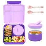 Bento Lunch Box for Kid with 7oz Soup Thermo, Leak-Proof Lunch Box with Cutlery, 4-Compartments Lunch Container for School Outdoors Office