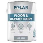 Polar Floor & Garage Paint - 5L, Mid Grey - Hard Wearing Concrete Floor Paint & Slip Resistant Finish - Interior Use