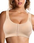 Jengo Post Surgery Bra for Women Surgical Bras Front Closure Sports Bras Breast Augmentation Mastectomy Bra Post Op Bra (Large, Nude)