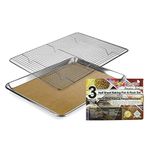 Half Baking Sheet & Cooling Rack w/ 100 Bonus PreCut Parchment Paper- 1/2 Aluminum Baking Pan with Stainless Steel Wire Rack Large Cookie Sheets for Baking - Oven Sheet Pan Tray & Rack w/Baking Paper