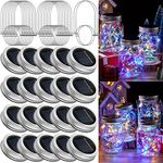 20 Pack Solar Mason Lights Outdoor LED Fairy Lights with Jar Lid Waterproof Lantern String Lights with 20 Hangers for Hanging Yard Patio Lawn Garden Wedding Decoration Christmas, Jars Not Included