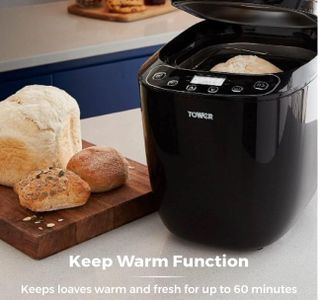 Tower Digital Bread Maker, 2 lb – 12 Programs, Non-Stick, Black