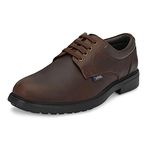 HITZ Men's Dark Brown Derby Leather Shoes - 11