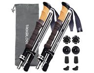 TREKOLOGY Trekking Poles Collapsible Nordic Hiking Pole Pair - Trek-Z Cork Handle 2pc Ultralight Folding Walking Sticks, Lightweight Aluminum 7075 Foldable Trekking Stick for Trail Seniors Men Women